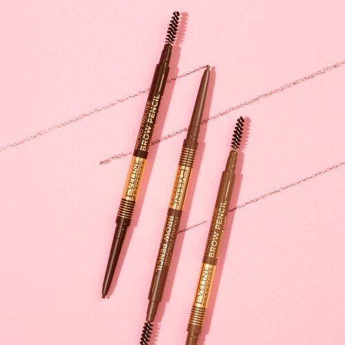 Eveline Cosmetics Micro Precise vodootporna olovka za obrve sa četkicom 2 u 1 nijansa 01 Taupe 4 g Slike