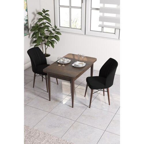 Hanah home trpezarijski set Arp, sto i 2 stolice, ploča u dekoru drveta Baroque, crna tkanina Babyface Cene