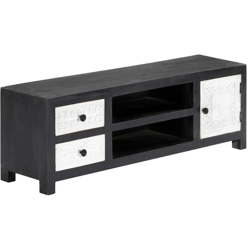 Maison Chic Ročno izrezljana TV omarica - TV enota - Televizijska omarica siva in bela 120x30x40 cm mango, (21699801) Slike