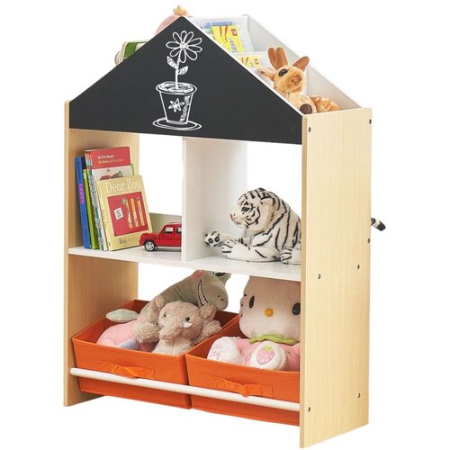 Ginger Home Етажерка за играчке и књиге Црна Табла за Писање, Кућица, Дрво Slike