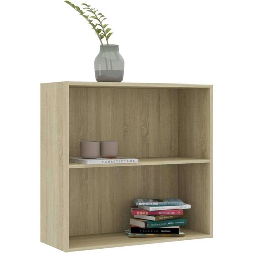 VidaXL Ormarić za knjige s 2 razine boja hrasta 80x30x76,5 cm iverica Slike
