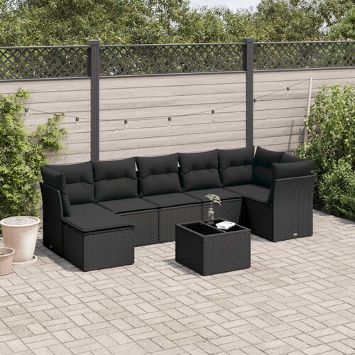 vidaXL 8-dijelni set vrtnih sofa od poliratana s jastucima crni Cijene