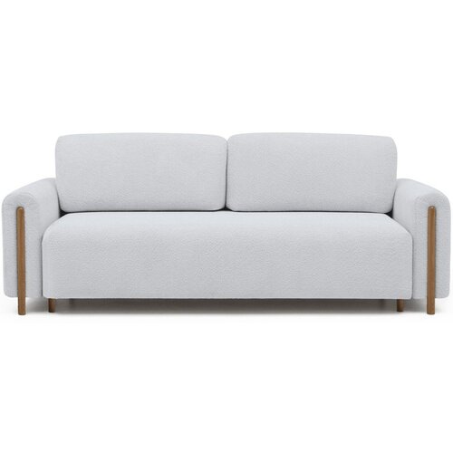 ELTAP Siva sklopiva/s prostorom za odlaganje sofa od bouclé tkanine 244 cm Arcadova – Cene