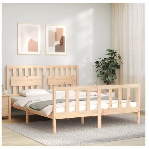 vidaXL Okvir kreveta s uzglavljem veliki bračni od masivnog drva Cijene