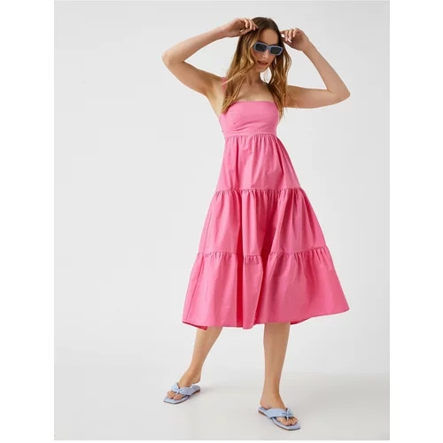 Koton Straps Midi Dress with Ruffled Cotton