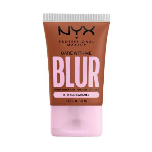 NYX Professional Makeup Bare With Me Blur Tint Foundation mat puder s srednjo prekrivnostjo 30 ml Odtenek 16 warm caramel