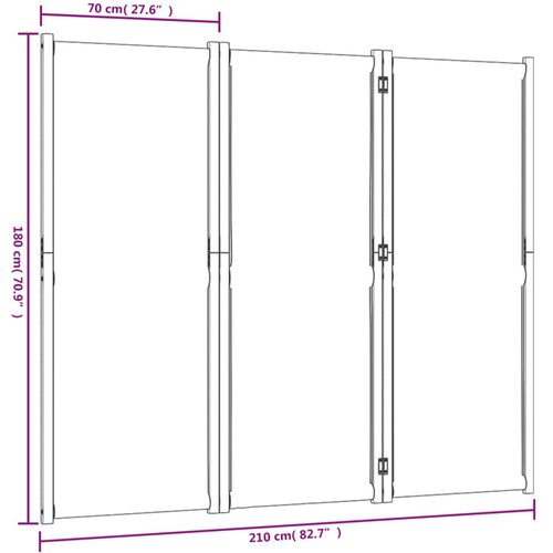  pregrada s 3 panela smeđesiva 210x180 cm Slike