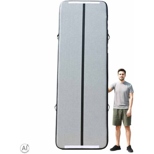  Gimnastička strunjača na napuhavanje s pumpom, 400 &amp;times; 100 &amp;times; 10 cm, siva Slike