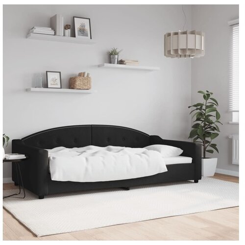 VidaXL Dnevni krevet crni 100 x 200 cm od tkanine Slike