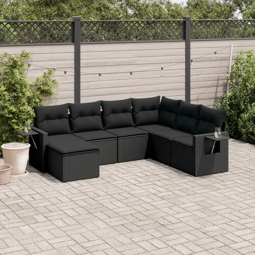 vidaXL 7-dijelni set vrtnih sofa od poliratana s jastucima crni Cijene