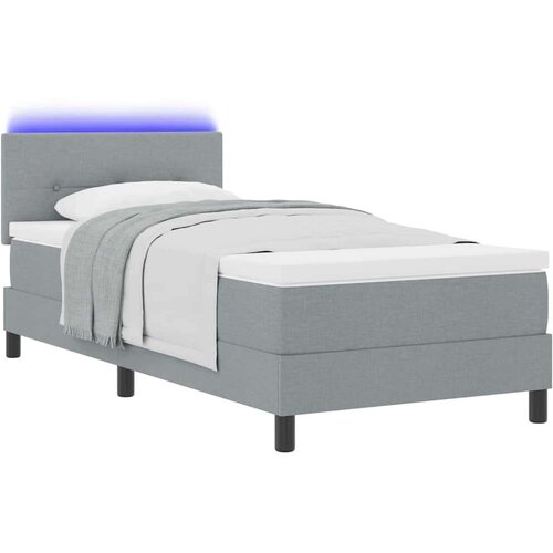  krevet s madracem i LED svjetlom svijetlosiva 100x200 cm tkanina Slike