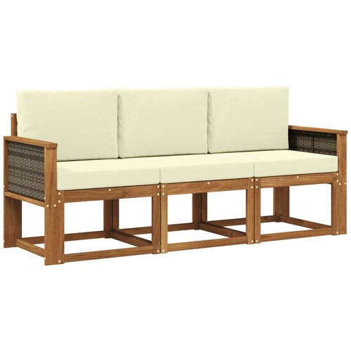 vidaXL Zunanja garnitura za sedenje z blazino 3 pcs Naravna in smetana, (5000279880) Cene