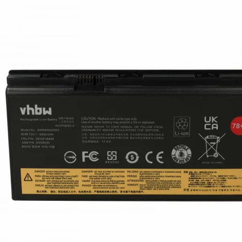 VHBW Baterija za Lenovo Thinkpad P70, 4400 mAh
