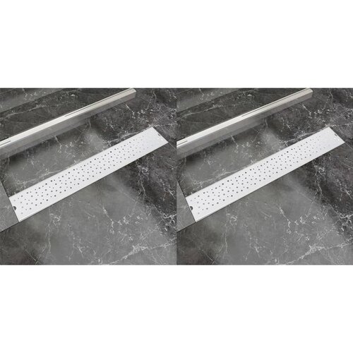 VidaXL Linearni odvod za tu&amp;scaron; 2 kom s kružićima 730 x 140 mm od čelika Slike