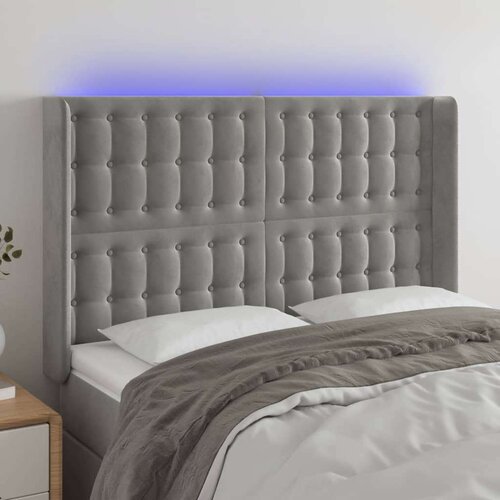  LED posteljno vzglavje svetlo sivo 147x16x118/128 cm žamet, (20792595) Slike