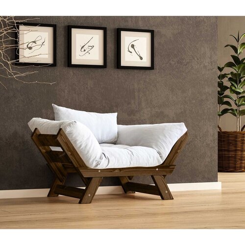 Hanah home Ba&scaron;tenska sofa sa jednim sedi&scaron;tem i jastukom, Orah i bela Cene