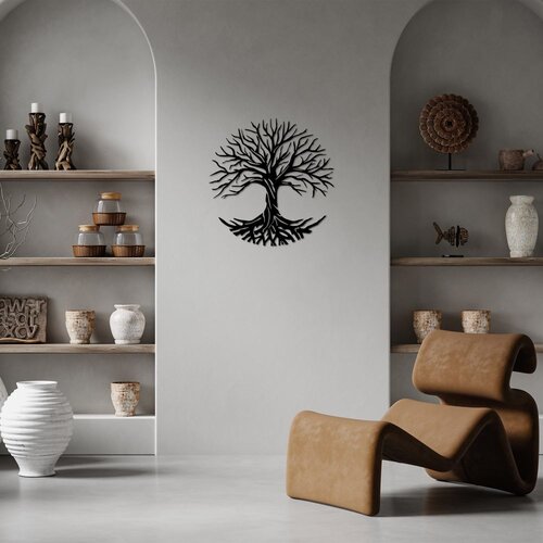 Wallity Zidna dekoracija Monumentalno drvo 13, 68 x 70 cm, Crna Cijene