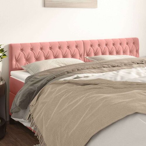 Posteljno vzglavje 2 kosa roza 100x7x78/88 cm žamet, (20792931) Slike