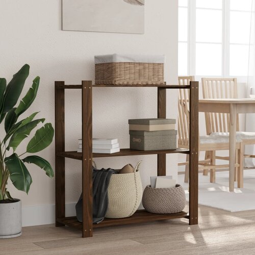 vidaXL Regal s policami 3-nadstropni rjav 80x38x90 cm trdna borovina Cene