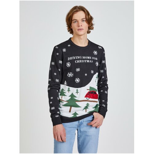 Blend Dark Blue Christmas Sweater - Men Slike