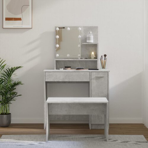 The Living Store Komplet toaletnih mizic z LED lučkami betonsko siv konstr. les - Komplet LED Toaletnih Mizic, (21671130) Cene