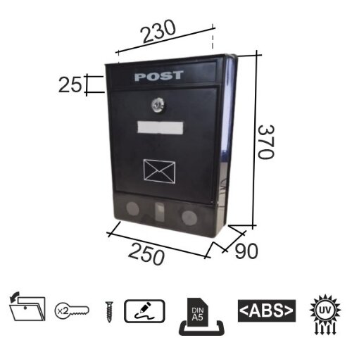  poštansko sanduče post crna 250x370x90/230x25mm DP3 Cene