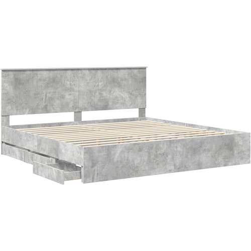  Krevetna konstrukcija s ladicama Betonski sivi 200 x 200 cm Slike