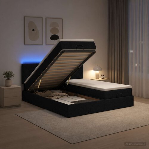  od pjene s madracem i LED-om Crna 200 x 200 cm Tkanina Cene
