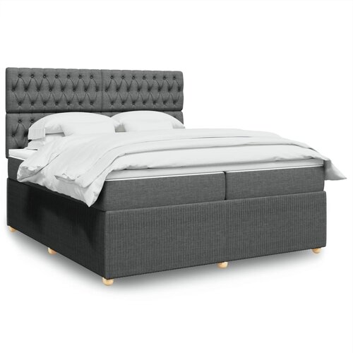 vidaXL Box spring postelja z vzmetnico temno siva 200x200 cm blago Cene