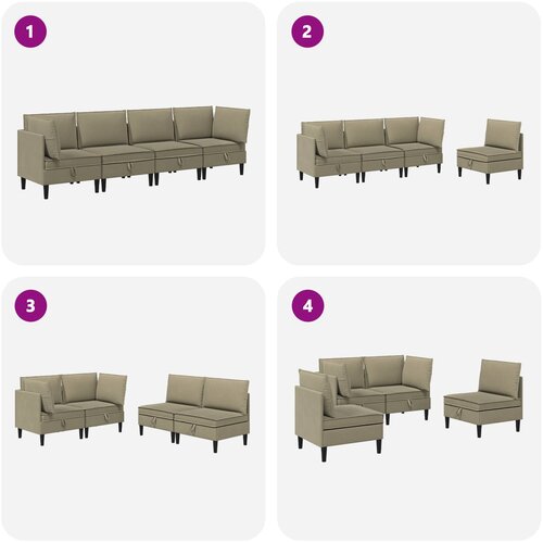  Set namje&amp;scaron;taja za dnevni boravak 4 pcs Kaki Tkanina Slike