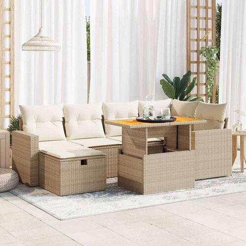 vidaXL 8-dijelni set vrtnih sofa od poliratana s jastucima bež bagrem Cene
