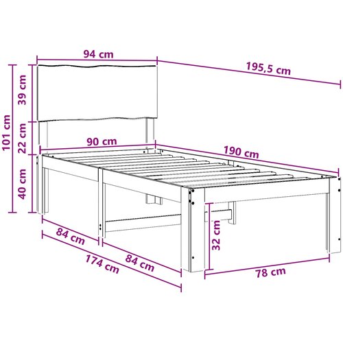 Krevet s uzglavljem ROSTOCK Prirodna 90 x 190 cm Slike