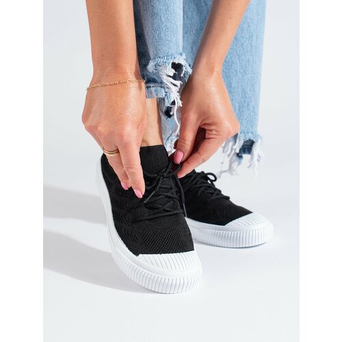 SHELOVET Women's textile sneakers black Slike