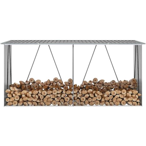  Vrtna ostava za drva od pocinčanog čelika 330x84x152 cm siva Cijene