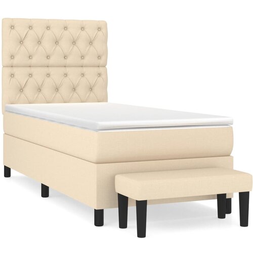 Okvir kreveta s oprugama i madrac krem 80x200 cm od tkanine Slike