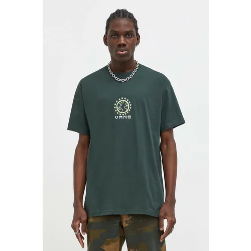 Vans Bombažna kratka majica moški, zelena barva
