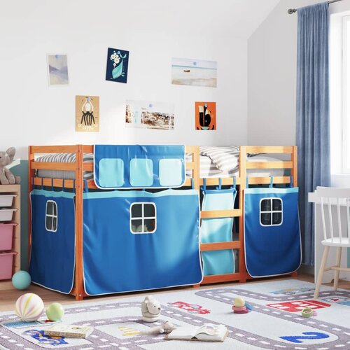  The Living Store Pograd z zavesami moder 90x190 cm trdna borovina - Pograd, (21450793) Slike