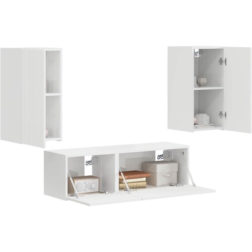  Set zidnog ormarića za TV Zidne 4 pcs Visoki sjaj bijela Slike
