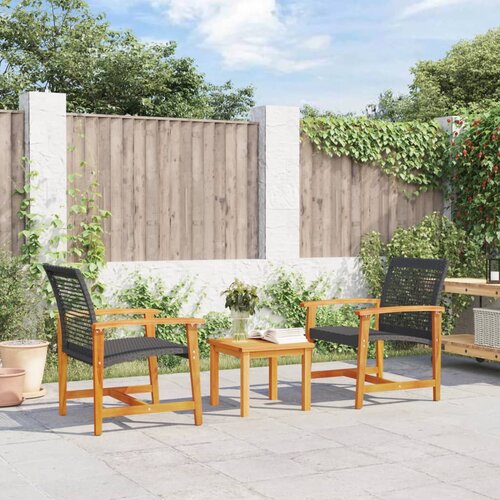 VidaXL 3-dijelni bistro set od poliratana i bagremovog drva crni Slike
