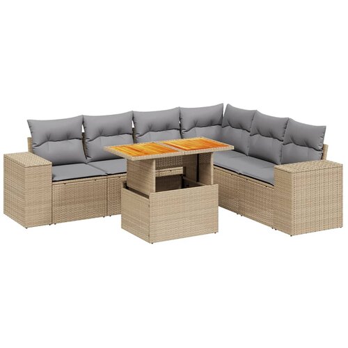Maison Chic Seti vrtnega pohištva - Vrtna garnitura - Vrtni pohištvo set 7-delna z blazinami bež poli ratan, (21803049) Cene