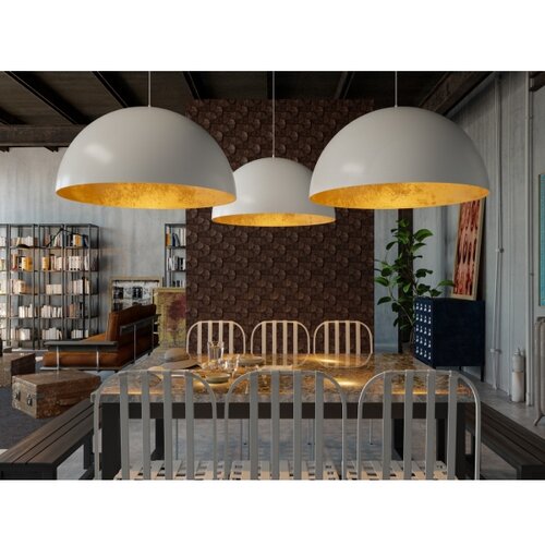  Visilica na sajli SFERA 1xE27/60W/230V, prečnik 50 cm, siva/zlatna Slike