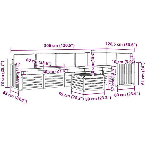  Set vanjskih sofa 7 kom. Bijela i bež Poliester 59 x 59 x 37 cm Slike