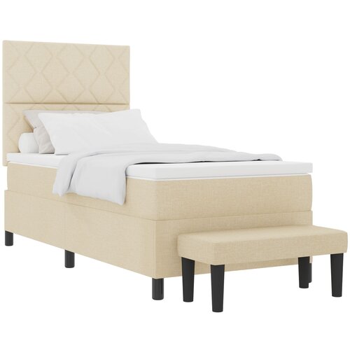 vidaXL Box Spring Postelja z Vzmetnico in Klopjo Bež 90x190 cm Tkanina, (22080944) Cene