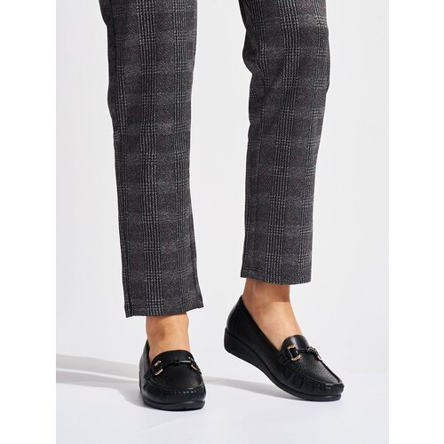 Shelvt Black openwork loafers on a low wedge Cijene