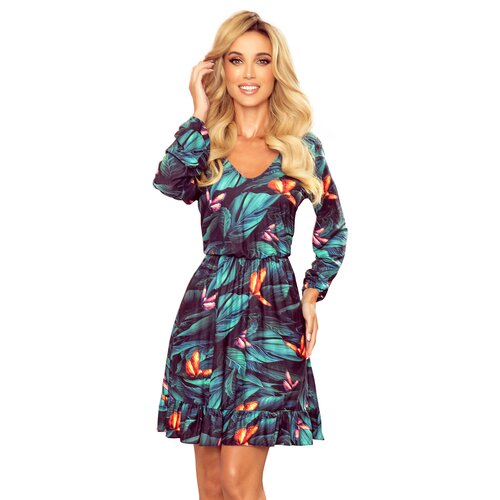 Numoco Dress with ruffle and print Cene