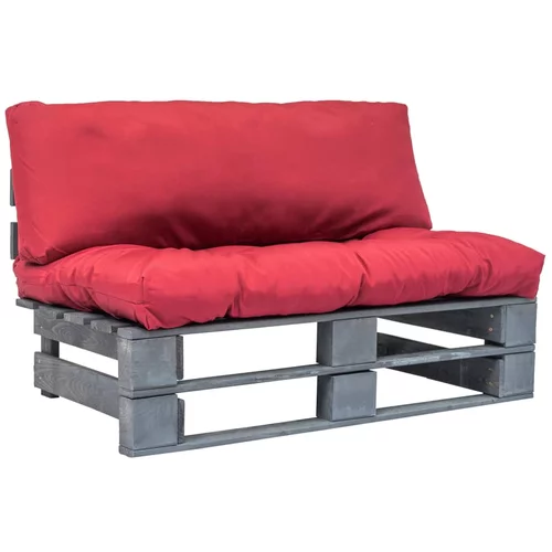 vidaXL Vrtna sofa od paleta s crvenim jastucima od borovine