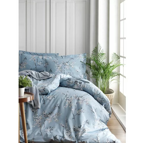 Posteljina Modra bombažna posteljnina za zakonsko posteljo 200x200 cm Chicory –