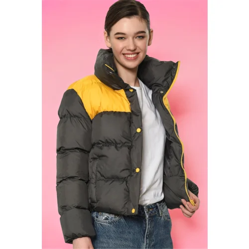 Dewberry Z6649 WOMEN'S COAT-YELLOW-ANTHRACITE