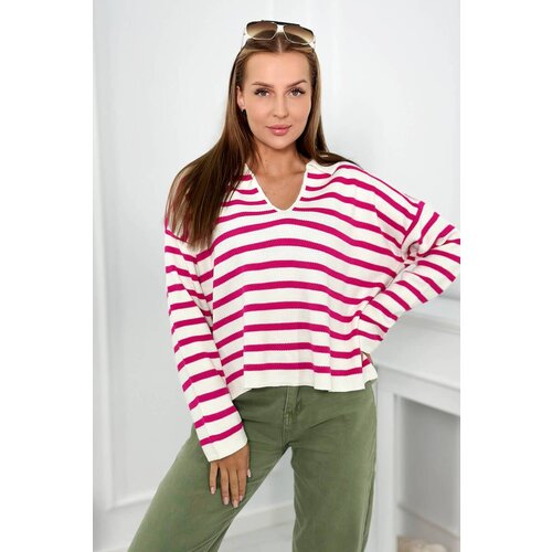 Kesi Striped sweater fuchsia Cene