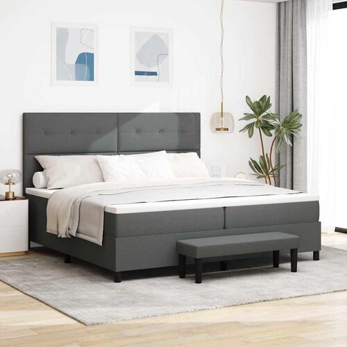 Box spring krevet Tamno siva 200 x 200 cm tkanina - Tamno siva 200 x 200 cm Pro&scaron;iveno gumbima Cijene